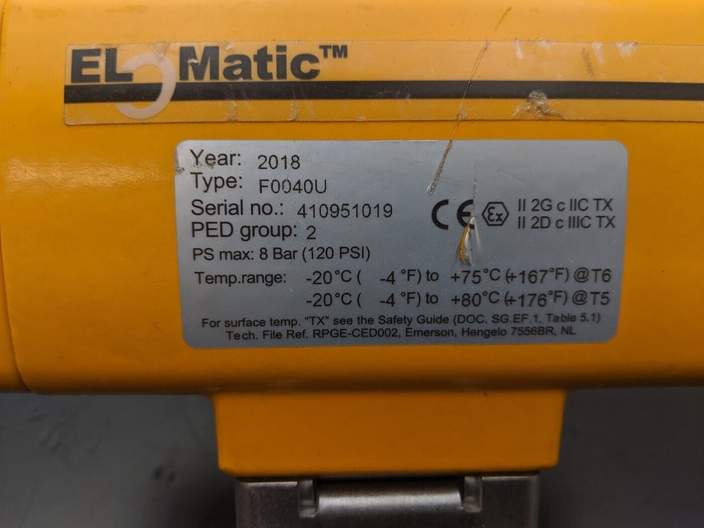 ELO Matic F0040U Pnumatic Actuated Swagelok SS-T63MS8 1000PSI Ball Valve ICO3S