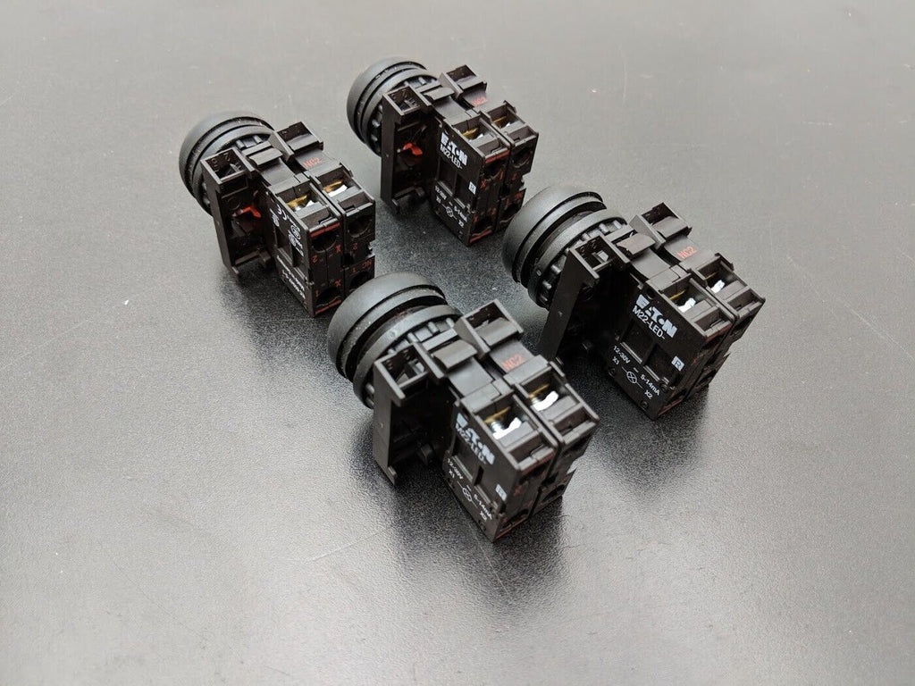 4x Red Eaton Momentary Contact Machine Control Push Button 2 Pole 22mm M22-LED
