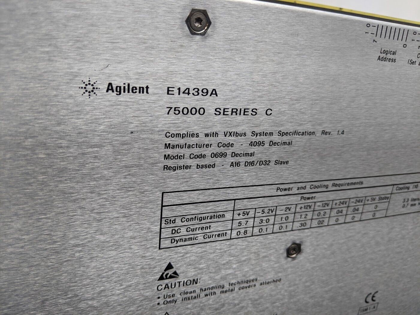 HP Agilent E1439A VXI 95 MSa/s Digitizer with DSP, Memory and 70MHz IF input