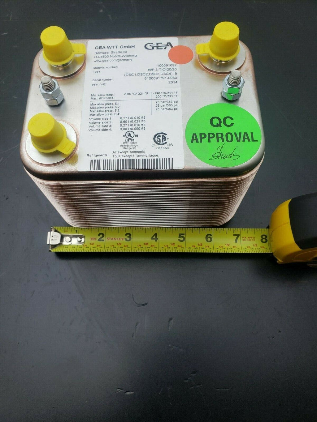 New GEA WP 3-TIO 20/20 Brazed Plate Heat Exchanger 363 Psi