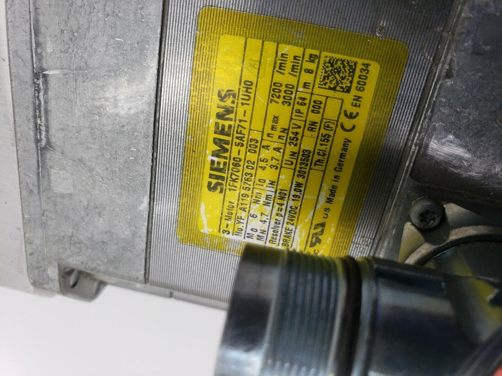 Siemens 1FK7060-5AF71-1UH0 Servo Motor 90°Alpha Angled Gearhead 3:1 Ratio