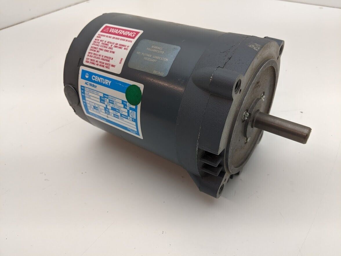 Century AC Motor 7-150767-01 1/4HP G48CY 3PH 1725RPM DP Enclosure 5/8" Shaft