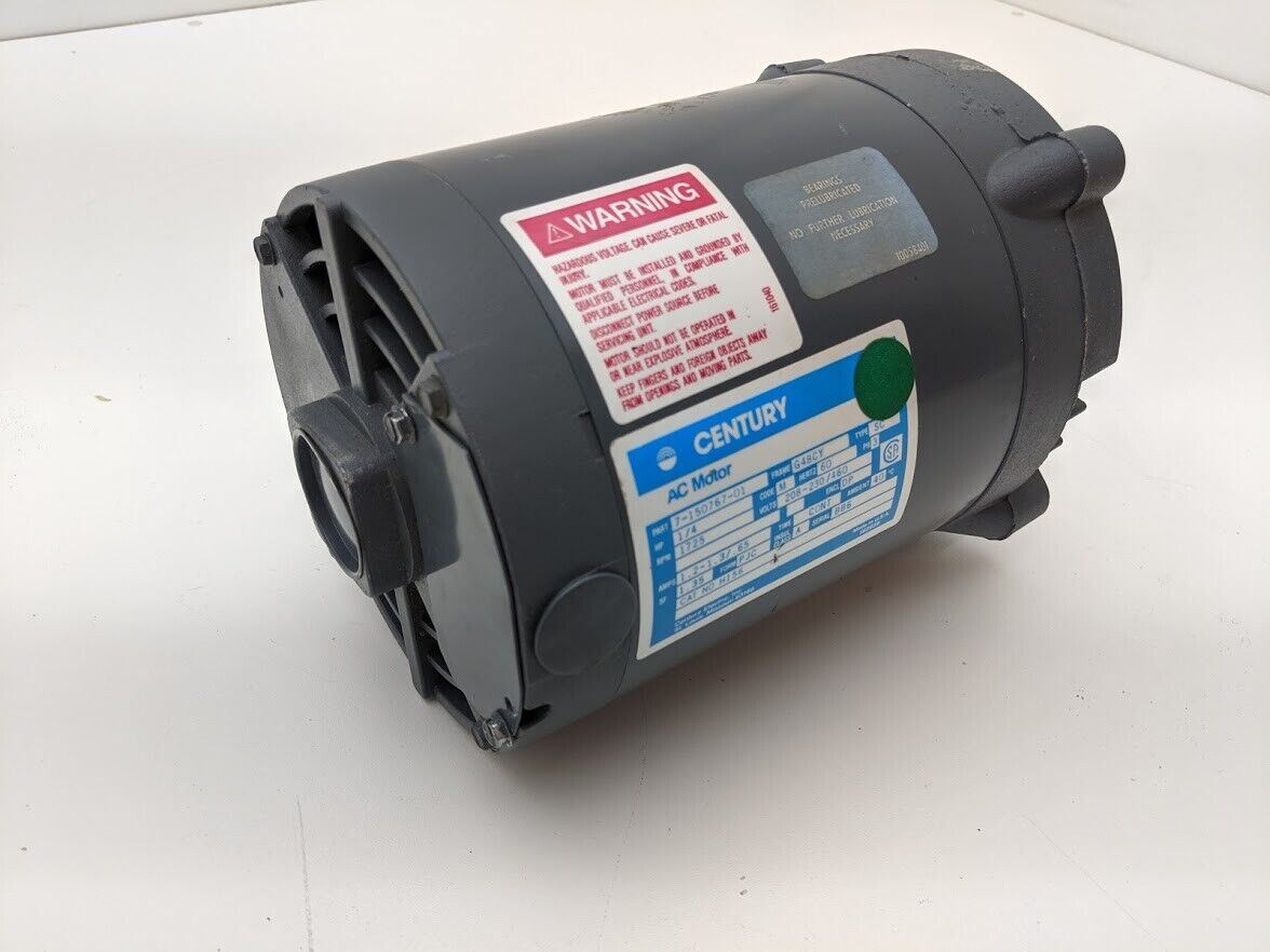 Century AC Motor 7-150767-01 1/4HP G48CY 3PH 1725RPM DP Enclosure 5/8" Shaft
