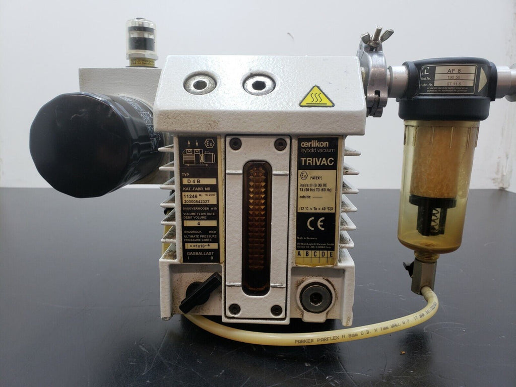 Leybold Trivac 240V D4B Tested To 10 Microns W/ AF8 Filter, OF4-25