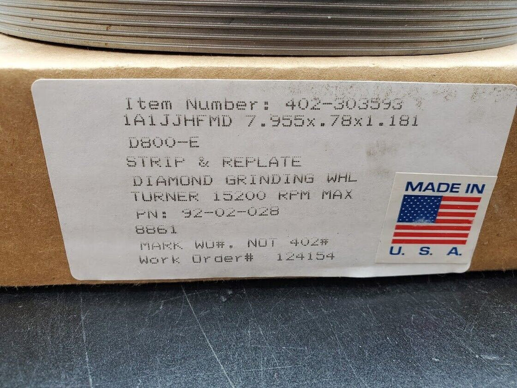 3x Turner Grooved 8" Diamond Plated Grinding Wheel Sapphire 800 Grit (J)