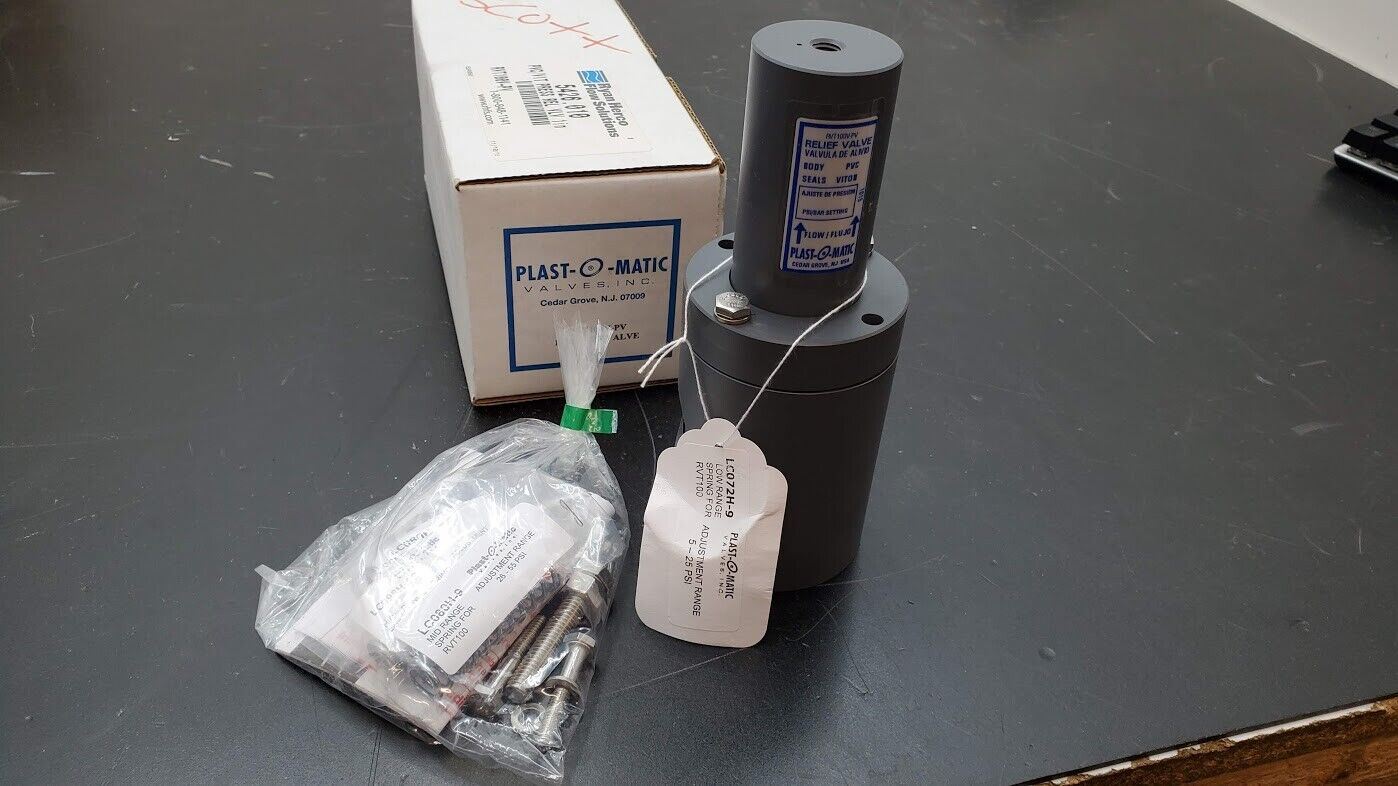 Plast-O-Matic RVT100V-PV 1" PVC Adjustable Back Pressure Relief Valve FNPT
