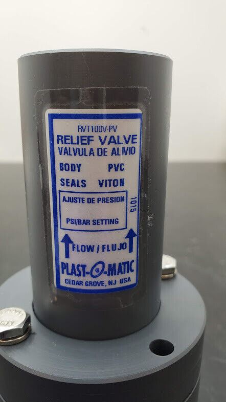 Plast-O-Matic RVT100V-PV 1" PVC Adjustable Back Pressure Relief Valve FNPT