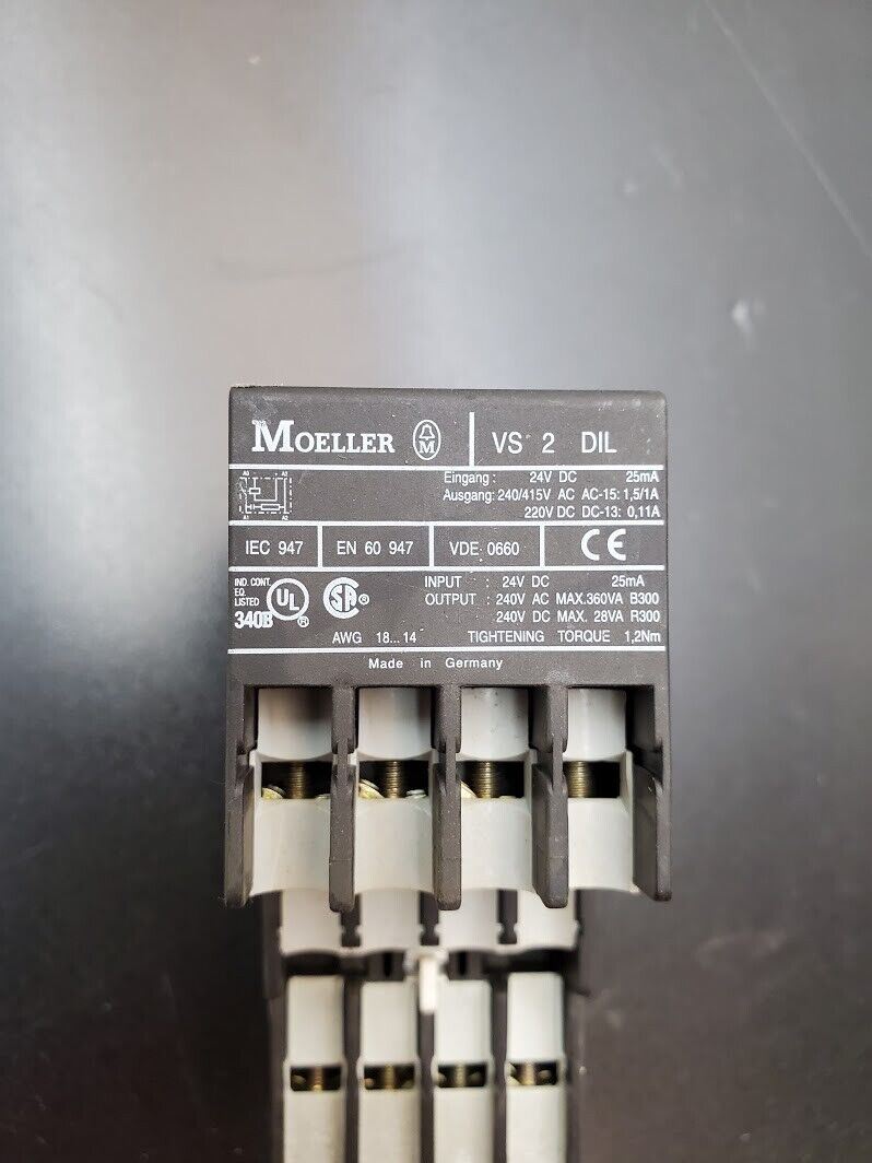 Moeller VS 2 DL DIL000M-10 240V Coil 3 Phase 20A 1PH Din Rail Contactor 13 DIL