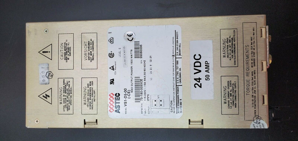 ASTEC VS1-D5-00 (-CE) 73-180-0033CE In: 115-230 50/60/400Hz 15A Out: 24VDC 50A