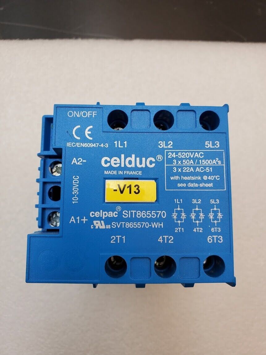 Celduc SIT865570 3 PH Phase Solid State Contactor 10-30VDC Input 24-520VAC 3x22A
