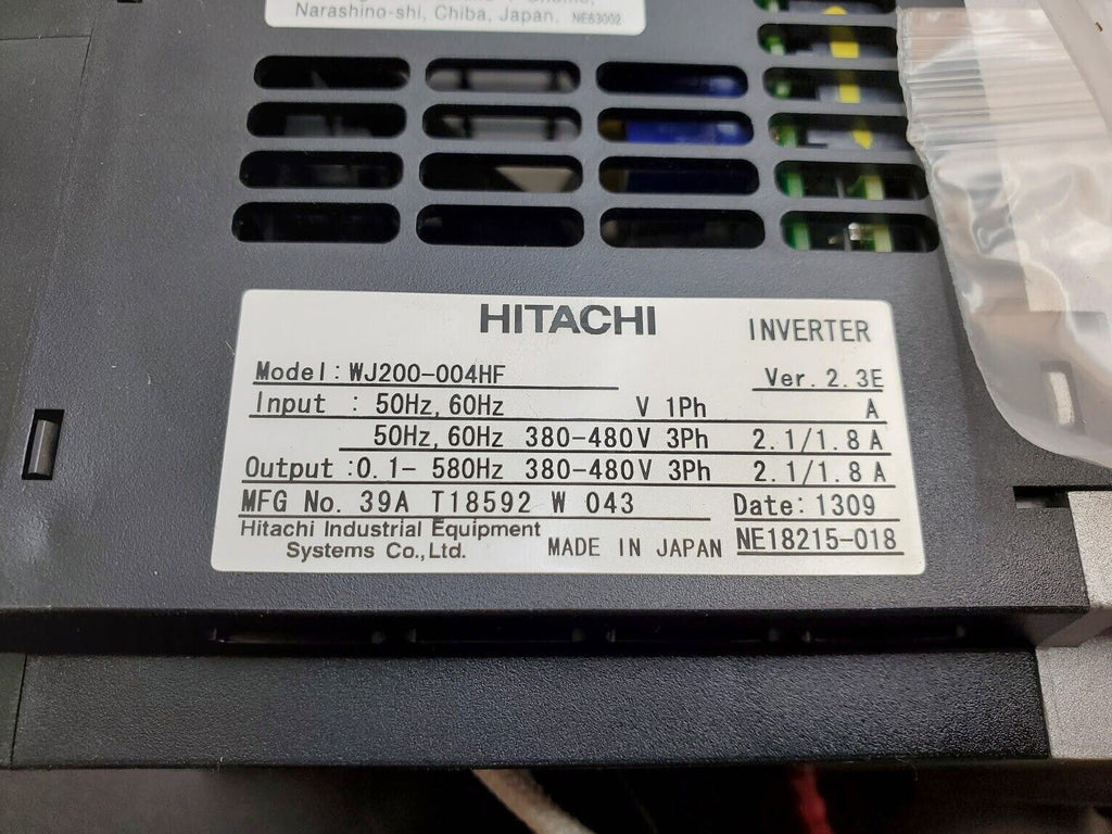 Hitachi VFD Inverter Drive WJ200-004HF 3 Phase 0.4KW 380-480V in/out 2A 1/2 HP