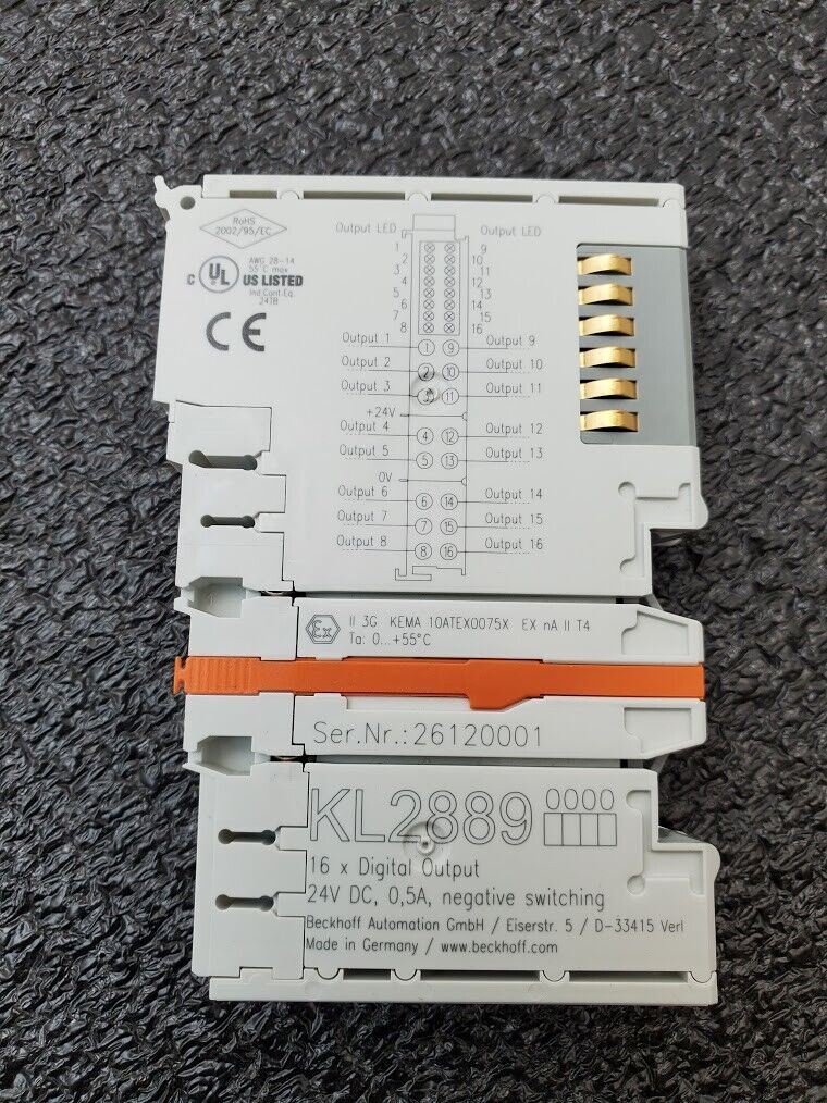 Beckhoff KL2889 HD Bus Terminal 16x Digital Output 24VDC Neg. Ground Switching