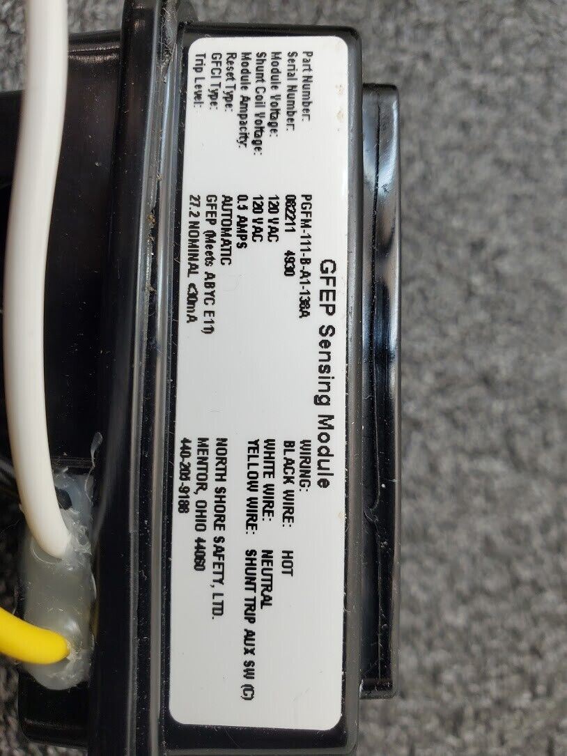 North Shore Safety 120VAC Sensing Module GFCI PGFM-111-B-A1-138A Auto Reset GFEP