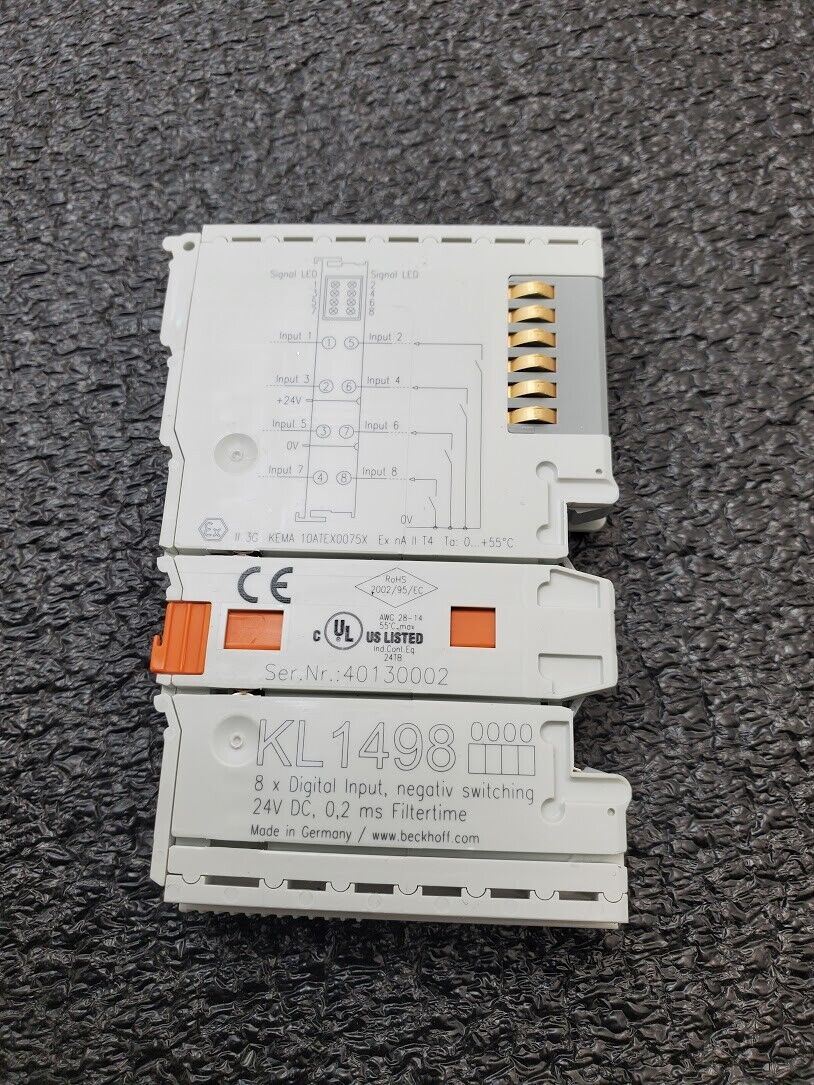 Beckhoff KL1498 8x Digital Input Module Negative Switching 24VDC .2ms Filtertime