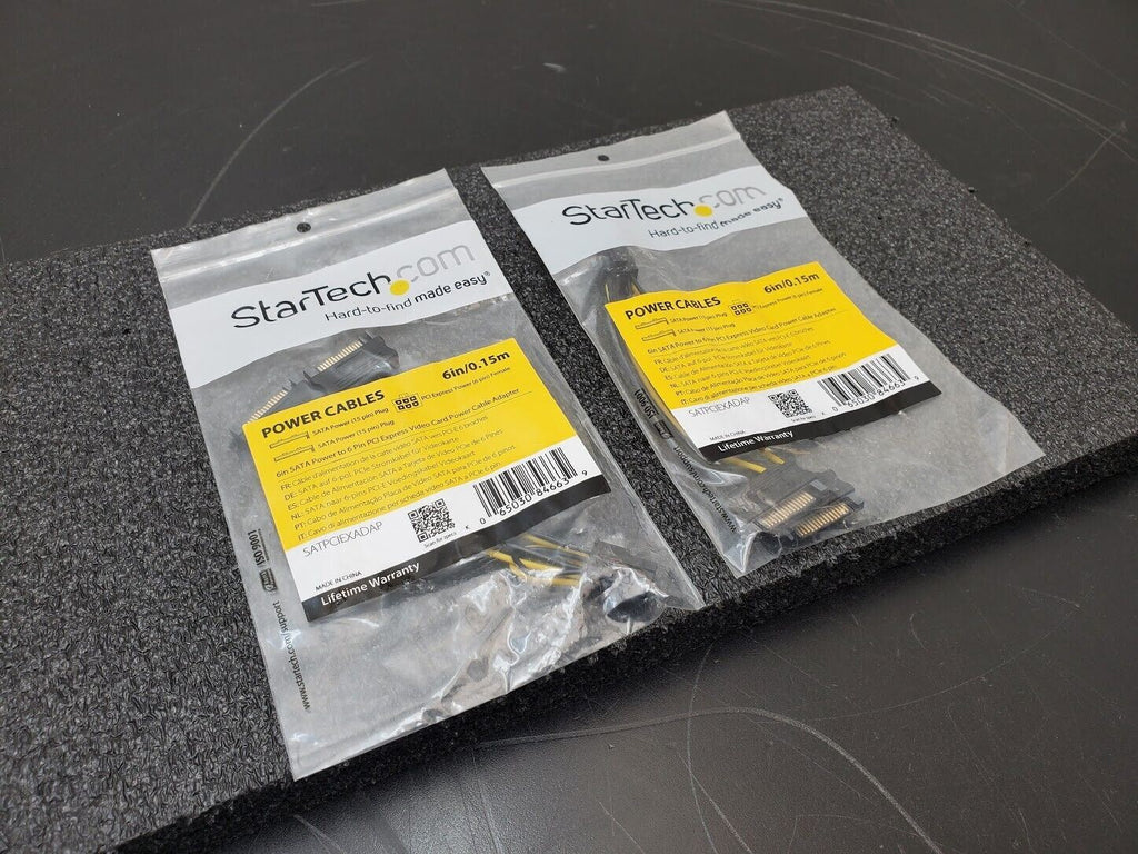 2x Startech Dual SATA Power x 6-Pin PCI Express Video Card Cable Adapter 6"