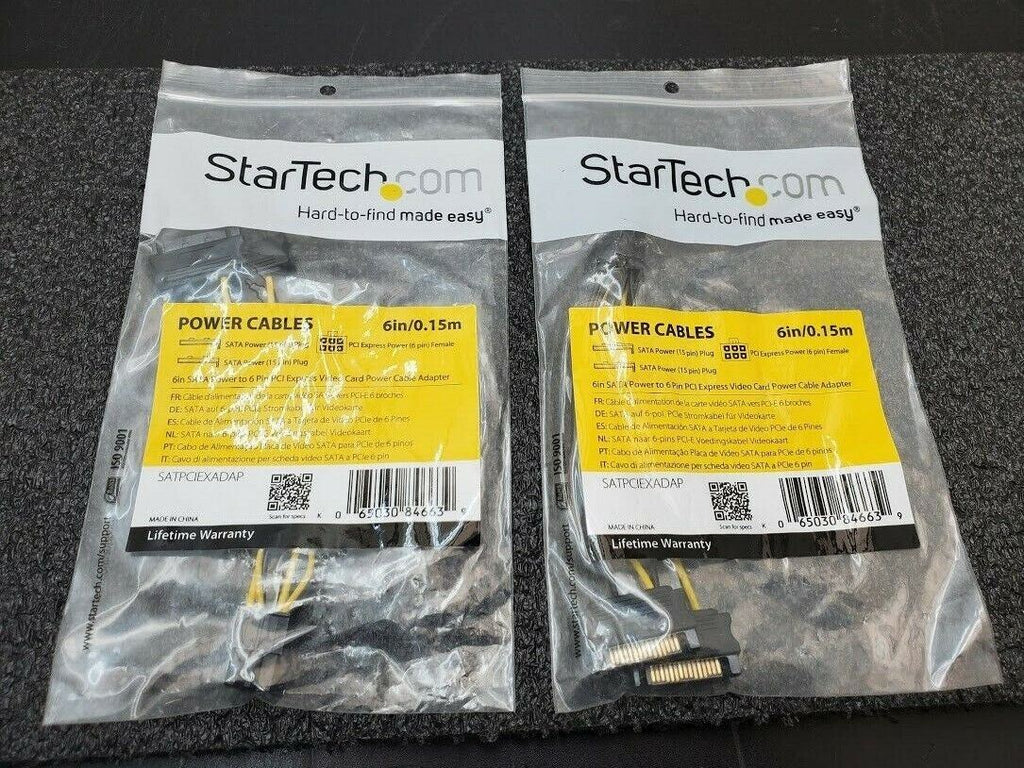 2x Startech Dual SATA Power x 6-Pin PCI Express Video Card Cable Adapter 6"