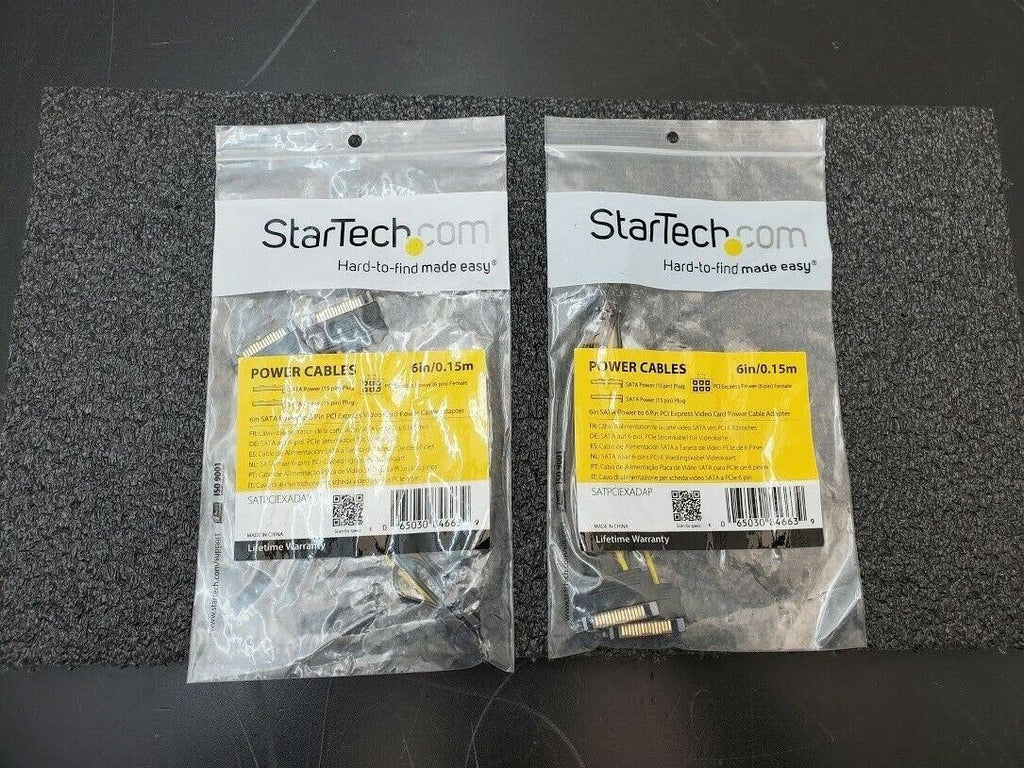 2x Startech Dual SATA Power x 6-Pin PCI Express Video Card Cable Adapter 6"