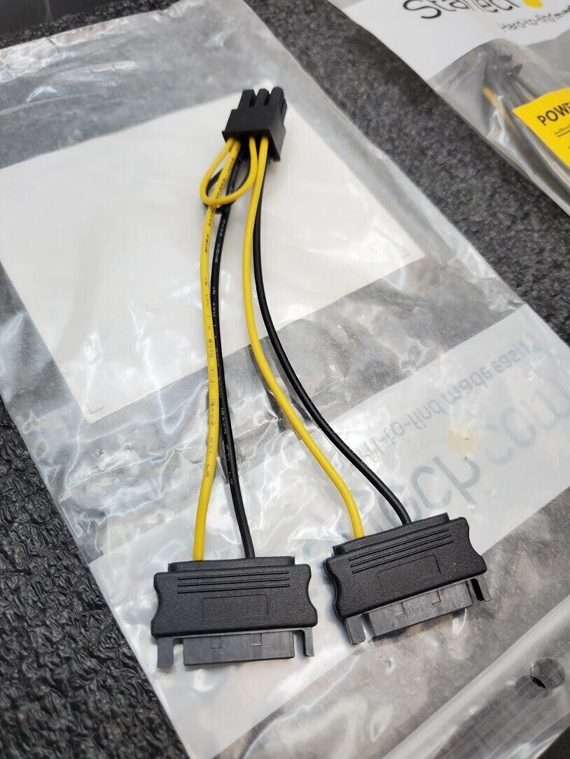 2x Startech Dual SATA Power x 6-Pin PCI Express Video Card Cable Adapter 6"