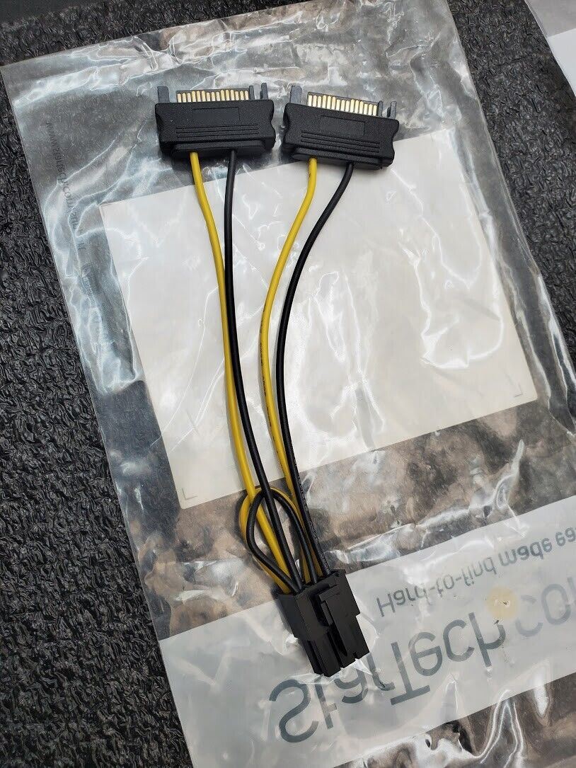 2x Startech Dual SATA Power x 6-Pin PCI Express Video Card Cable Adapter 6"