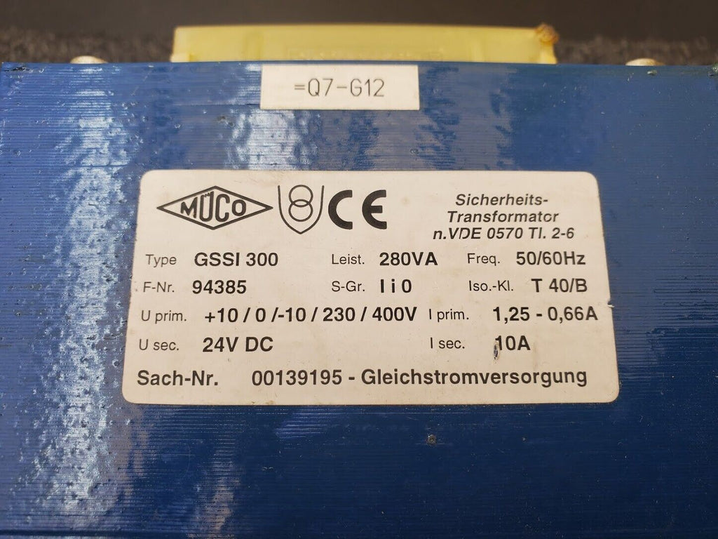 MUCO GSSI 300 Semikron B2U 380/340-14 DC Power Supply 230/400 In 24VDC 10A Out