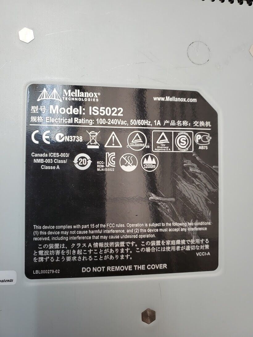 Mellanox MIS5022Q  IS5022 Infiniscale IV 8 Port QSFP 40Gb/s Infiniband Switch