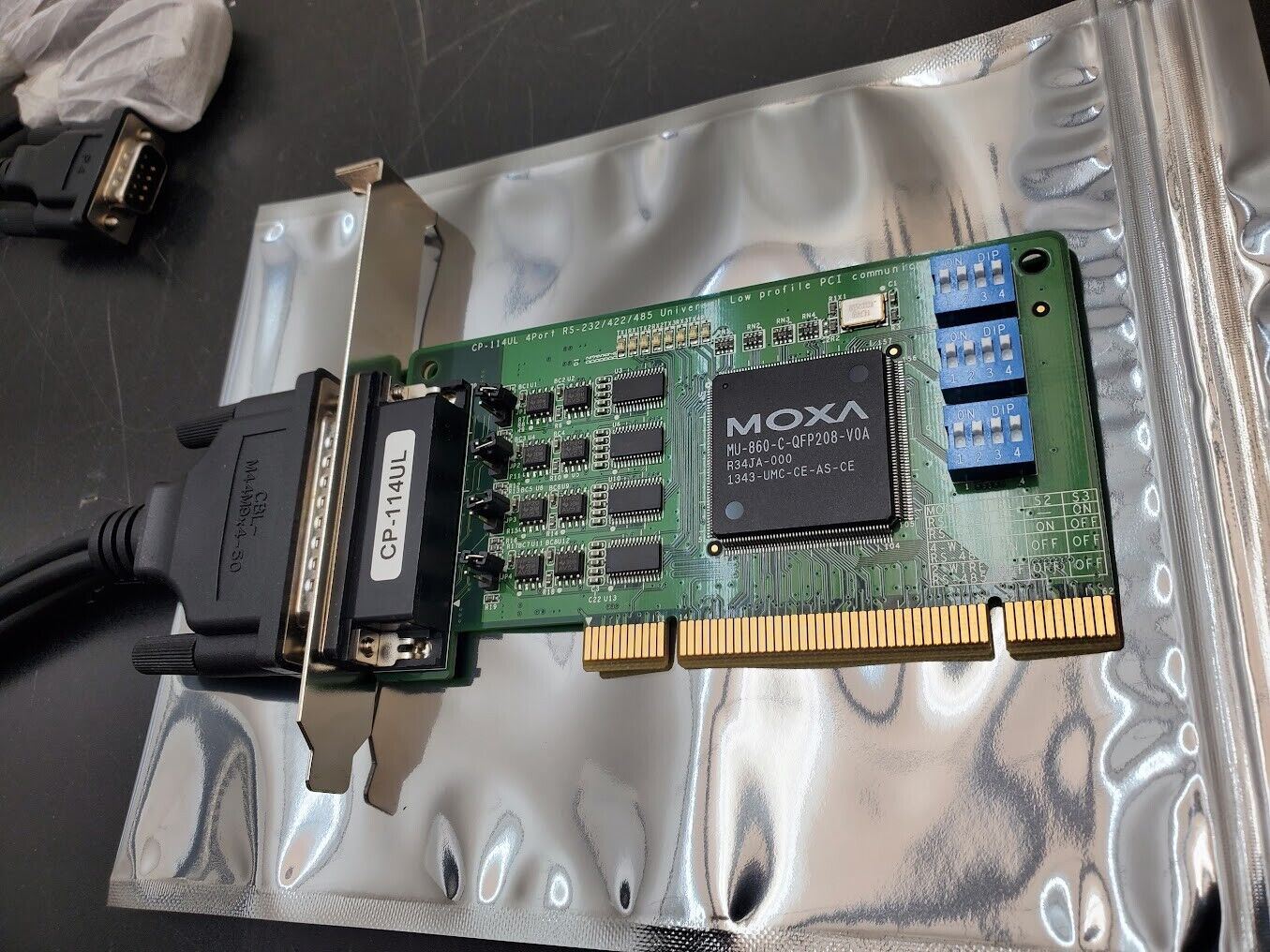 MOXA CP-114UL RS232 422 485 serial card 4-port PCIE slot DB9 Breakout Cable