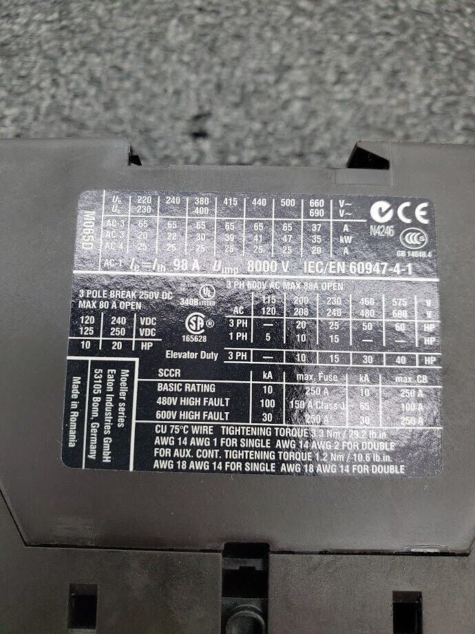 EATON DIL M65 XTCE065D Magnetic Contactor 220/240V 50/60Hz 65 Amp 3-Pole