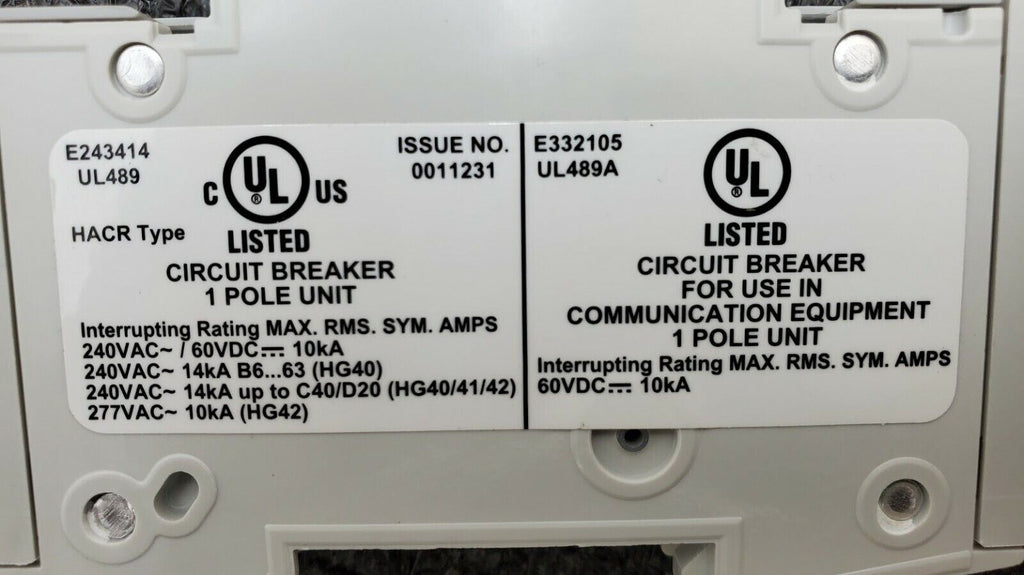 SIEMENS 5SJ4132-7HG41 Circuit Breaker 5SJ41, 32A, 240 V, 50/60Hz Type HSJ 1-Pole