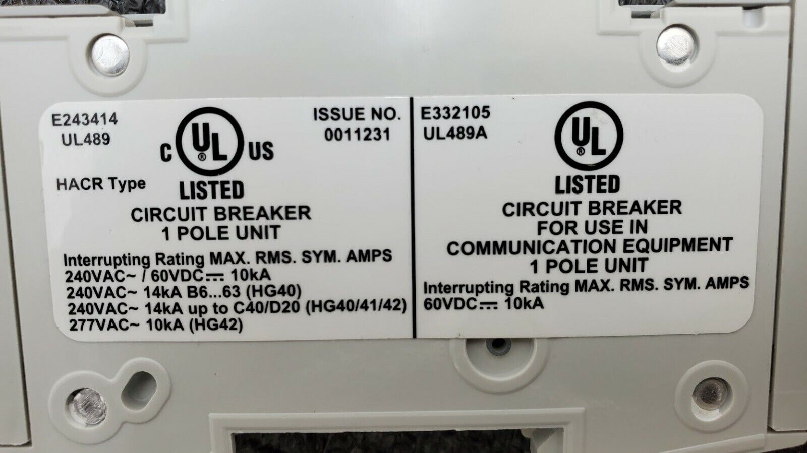 SIEMENS 5SJ4132-7HG41 Circuit Breaker 5SJ41, 32A, 240 V, 50/60Hz Type HSJ 1-Pole