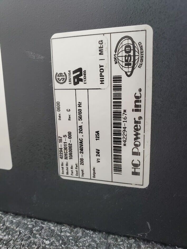 POWER ONE HC Power 10A0062-000 NHC3011-5 24VDC 125A Power Supply 208-240 20A In