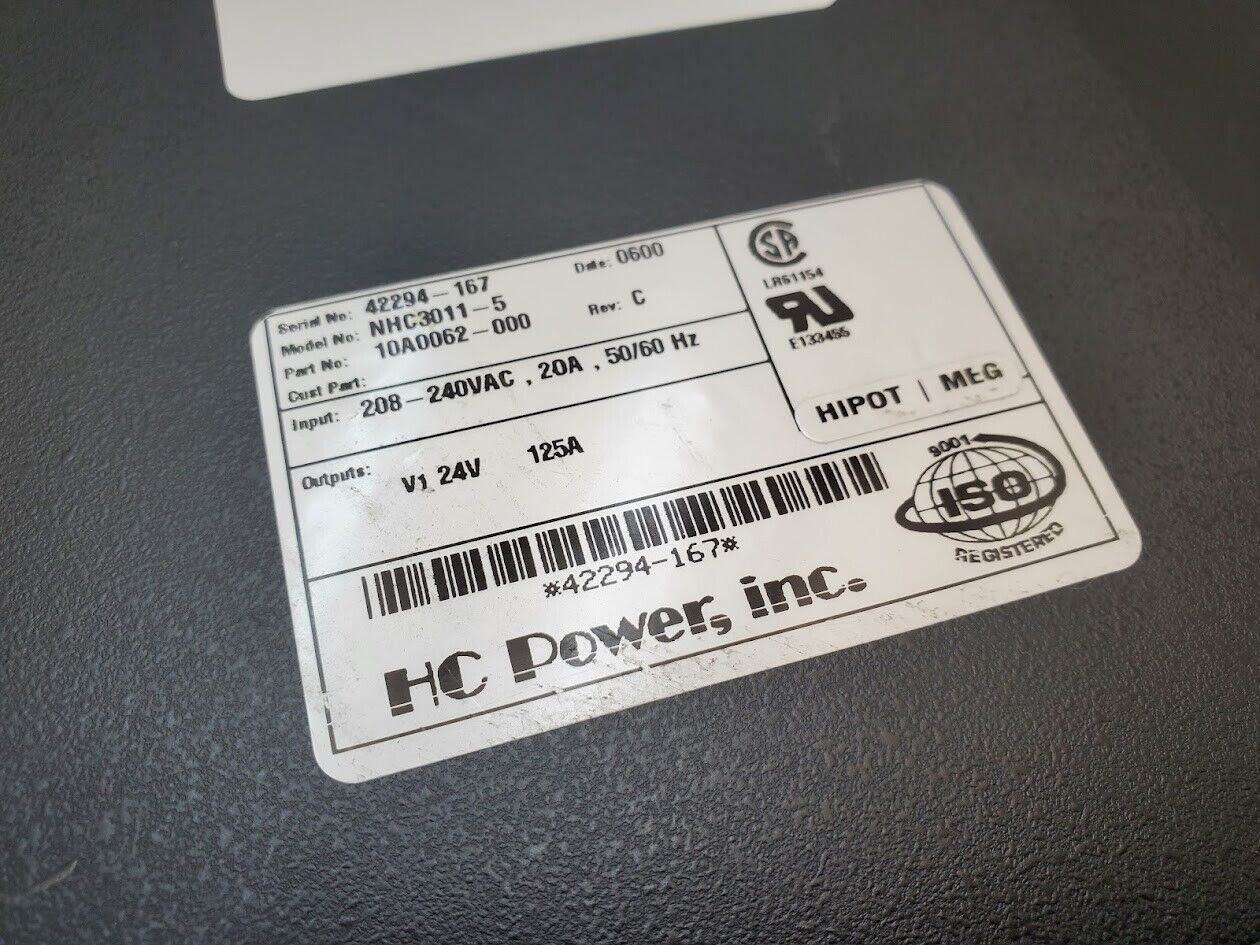 POWER ONE HC Power 10A0062-000 NHC3011-5 24VDC 125A Power Supply 208-240 20A In