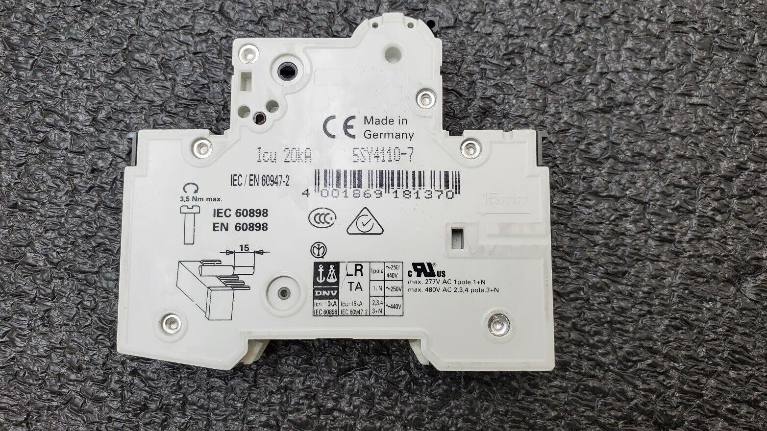 SIEMENS 5SY41 MCB C10 Single Pole CIRCUIT BREAKER / 5SY4110-7 / ~230-400V / 5A