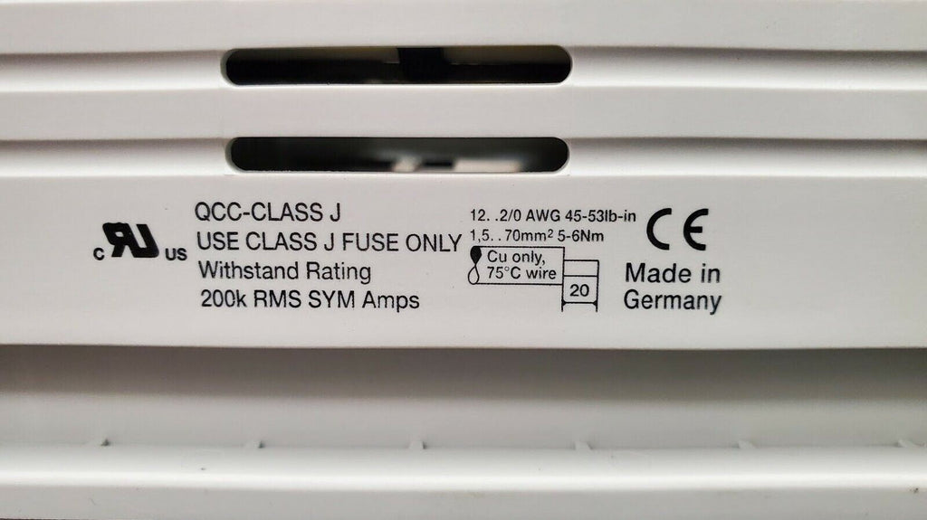 wohner QCC Class J 100A 600V Bus Mount Fuse Holder