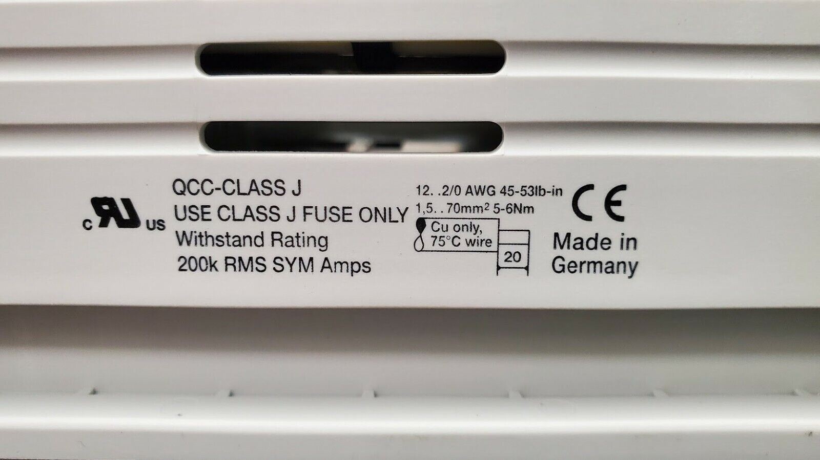 wohner QCC Class J 100A 600V Bus Mount Fuse Holder
