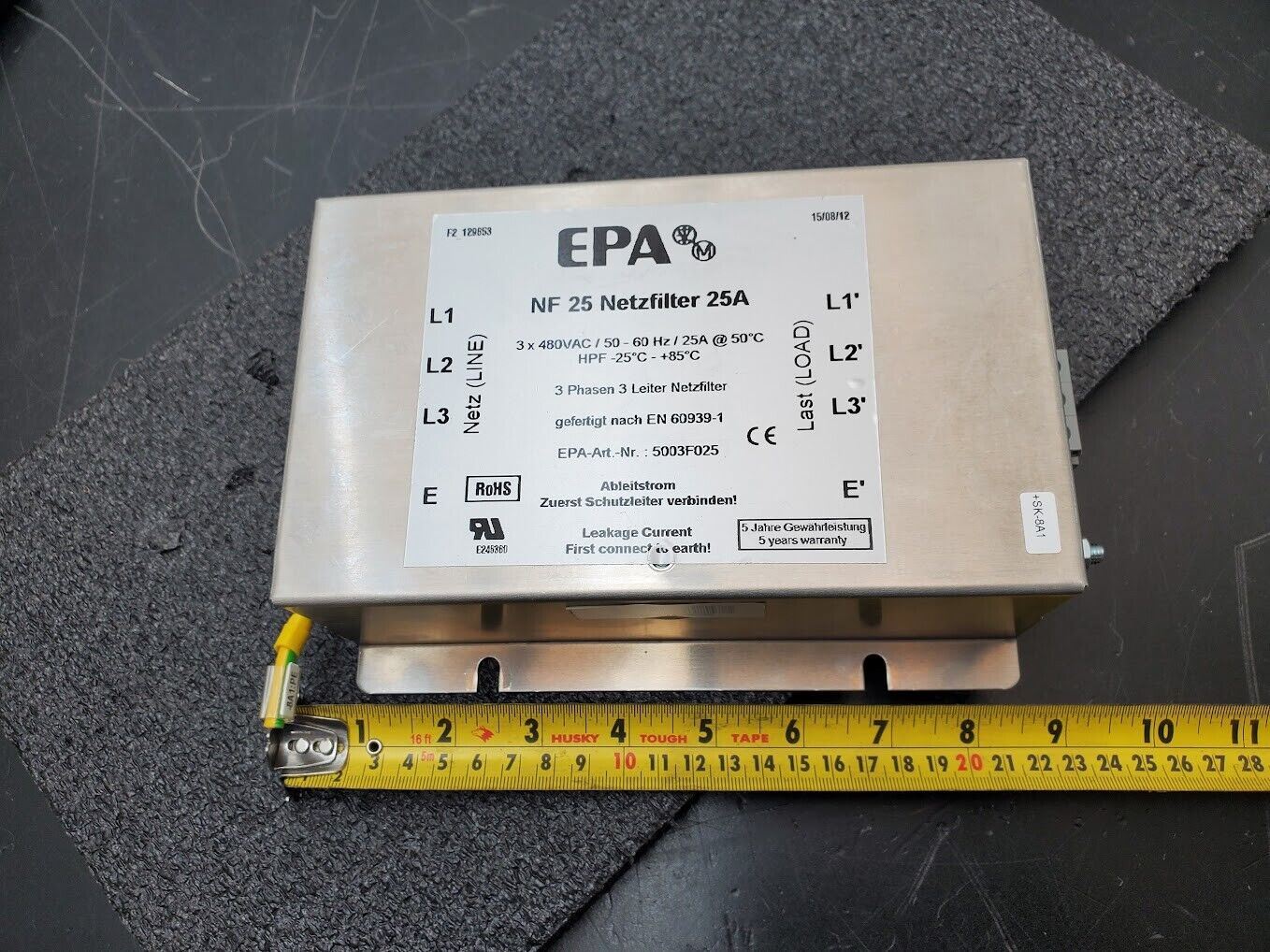 EPA NF 25 Netzfilter 3PH 3-Phase Line Filter 480VAC, 25A