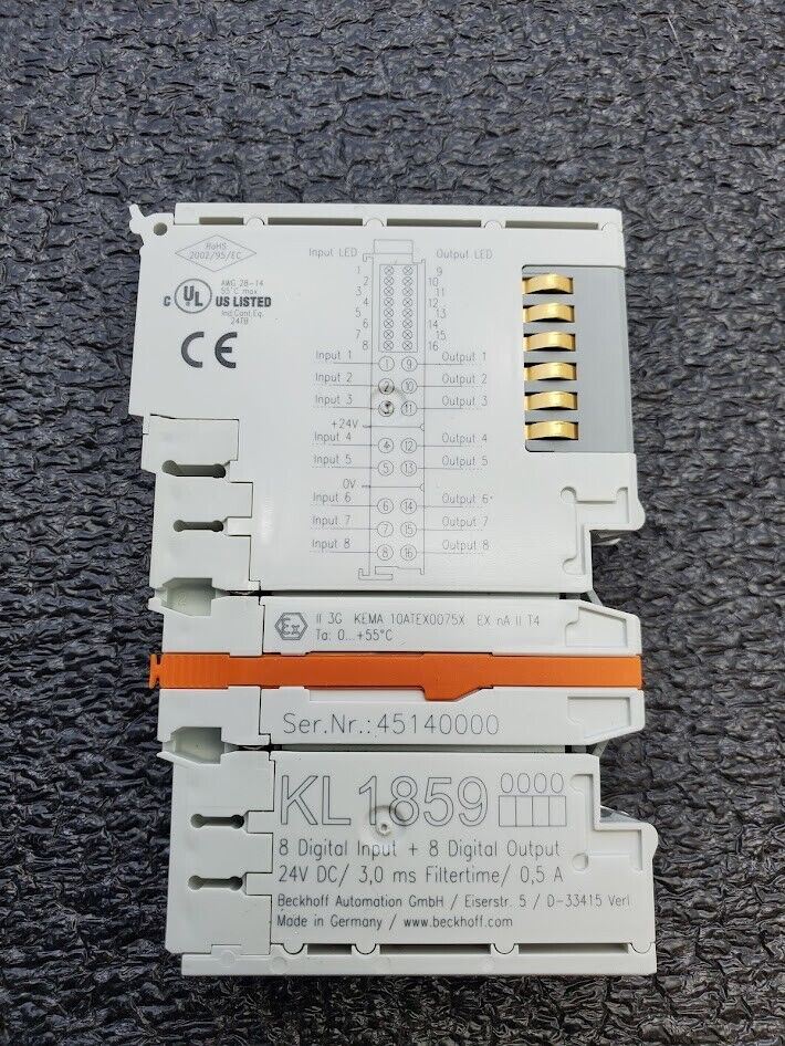 Beckhoff KL1859 Bus Terminal 8-channel Digital Input/Output 24VDC 3ms 0.5A