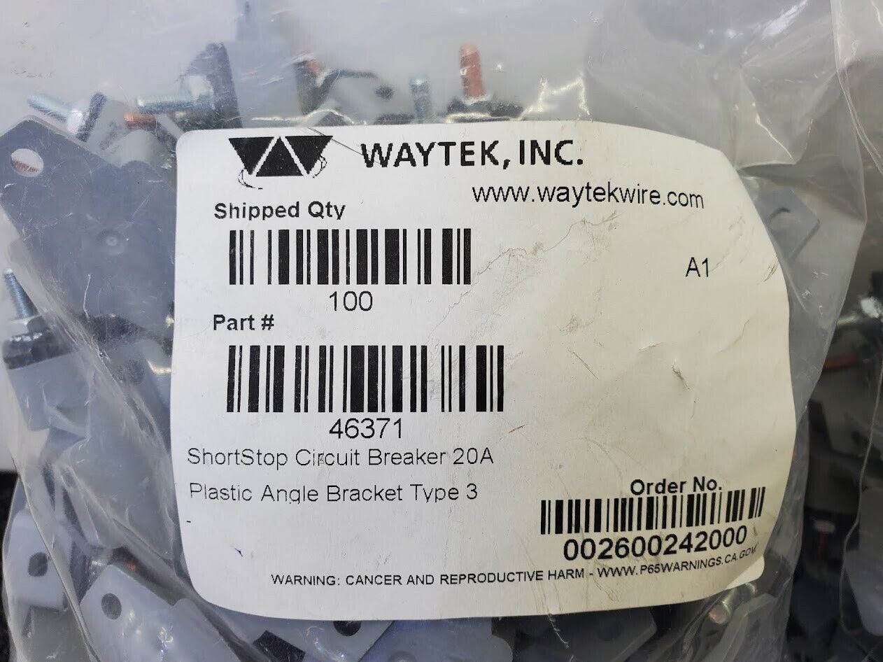 Lot of 168 A19 B45 Waytek Auto Reset Circuit Breaker Short Stop 20A 40A +Boots