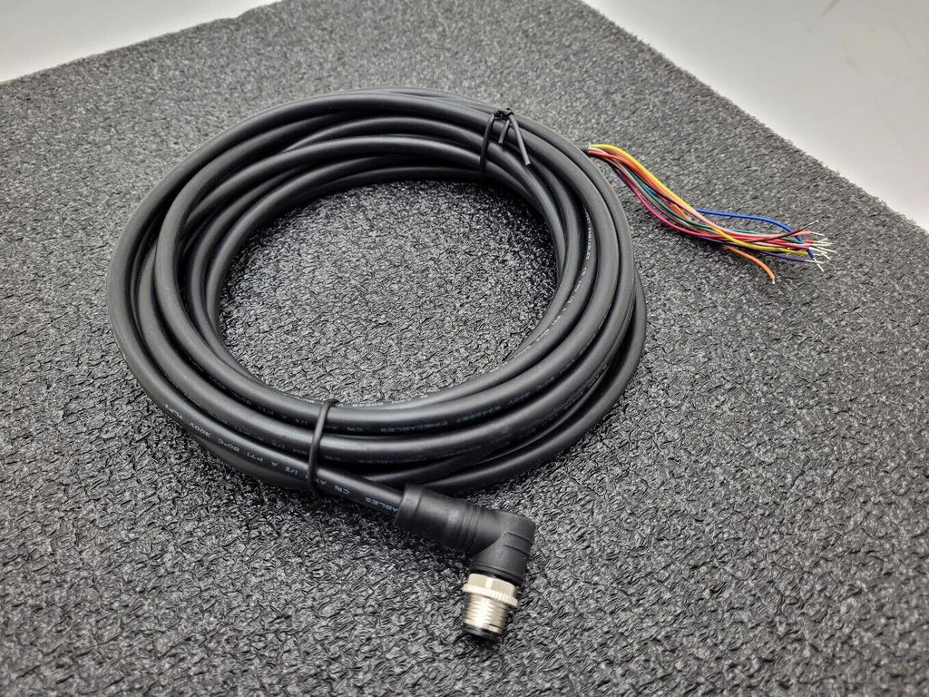 FINECABLES E343967 12Pin M12 Barrel Right Angle Male 12 Conductor New Pigtail 6M