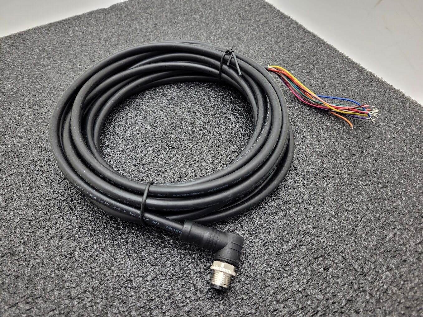 FINECABLES E343967 12Pin M12 Barrel Right Angle Male 12 Conductor New Pigtail 6M