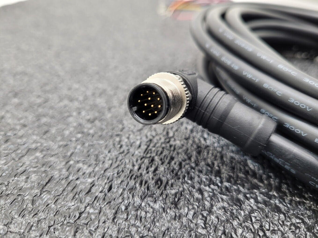 FINECABLES E343967 12Pin M12 Barrel Right Angle Male 12 Conductor New Pigtail 6M