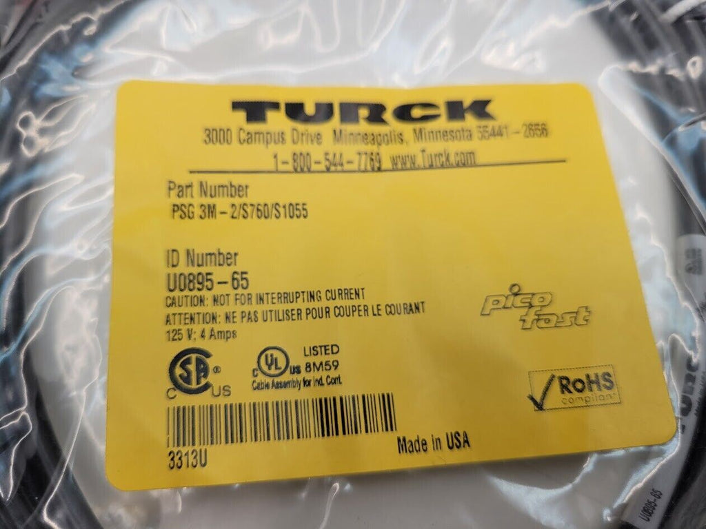 2x Turck Pico Fast PSG 3M-2/S760/S1055 M8 Male 3 Pin Pigtail Breakout Cordset