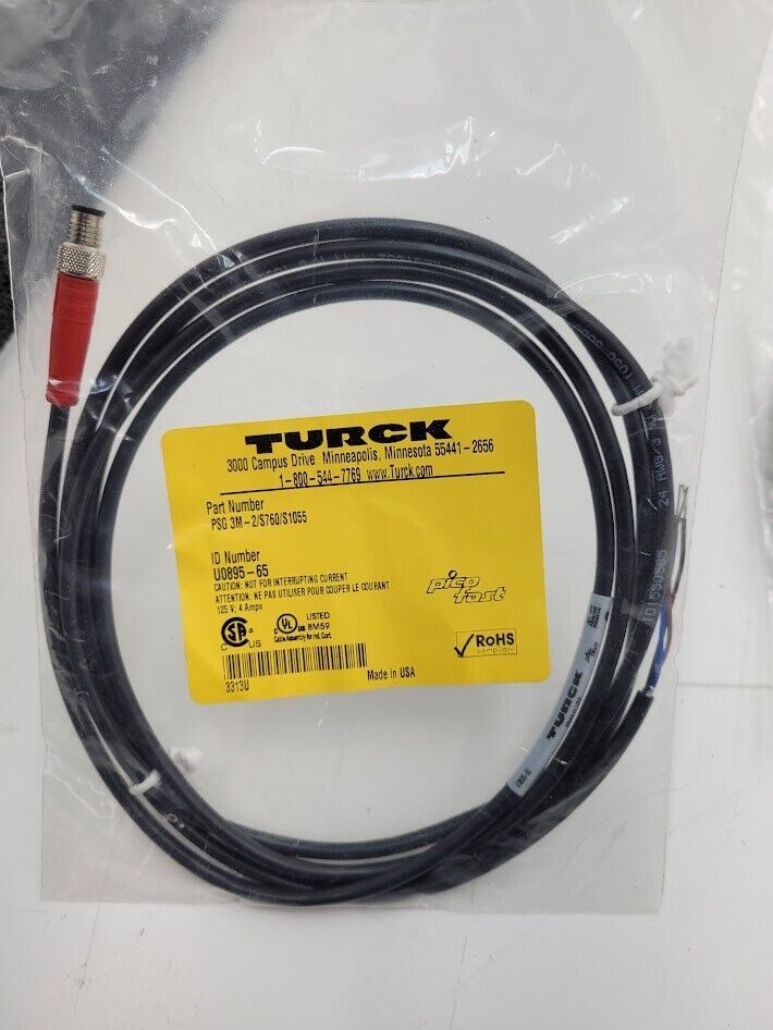 2x Turck Pico Fast PSG 3M-2/S760/S1055 M8 Male 3 Pin Pigtail Breakout Cordset