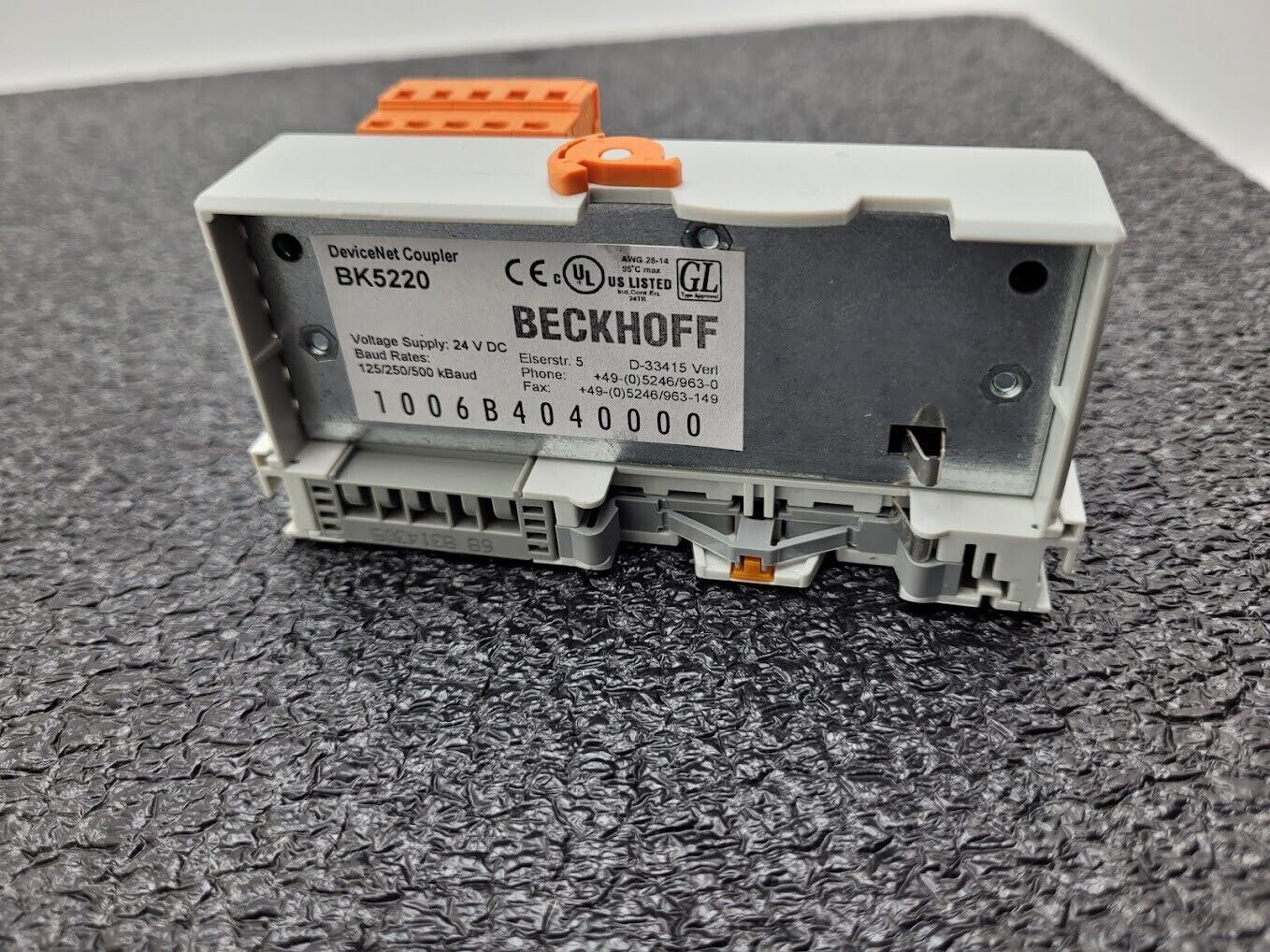 Beckhoff BK5220 DeviceNet Bus Coupler 24VDC 125/250/500 kBaud DIN Rail Mount