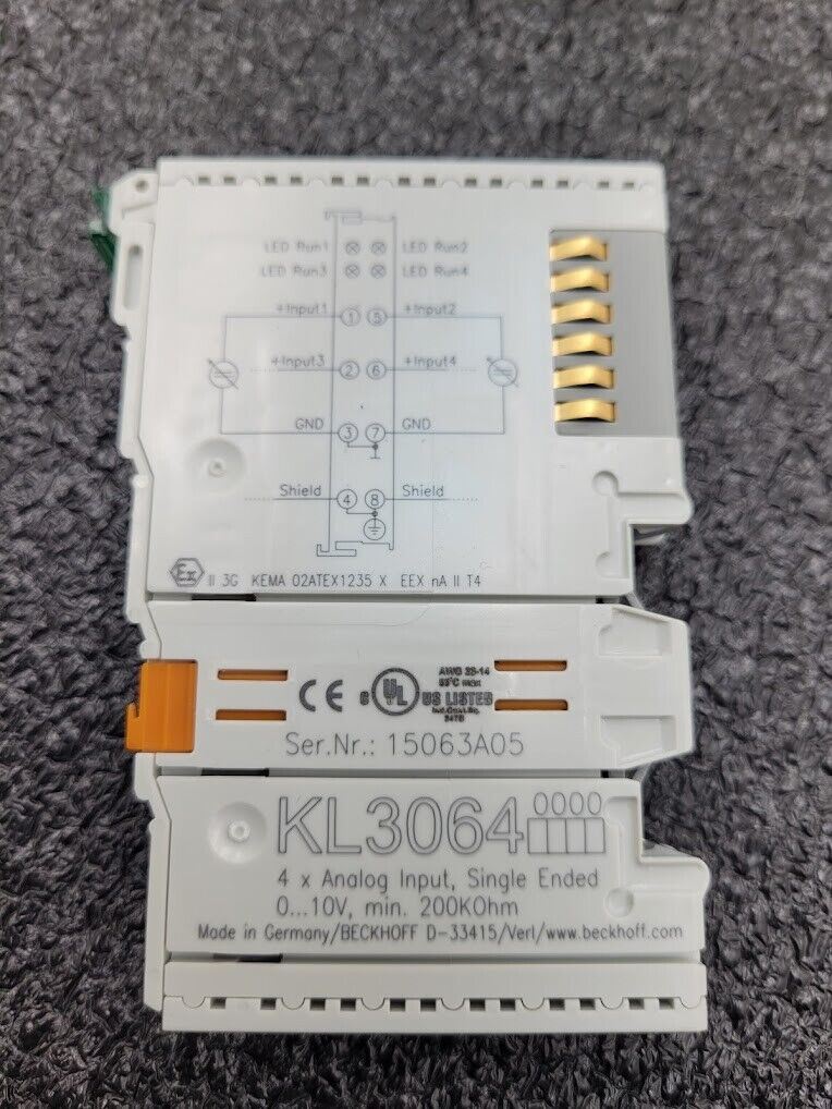 Beckhoff KL3064 4x Analog Input Single Ended 0-10V min 200KOhm KL 3064