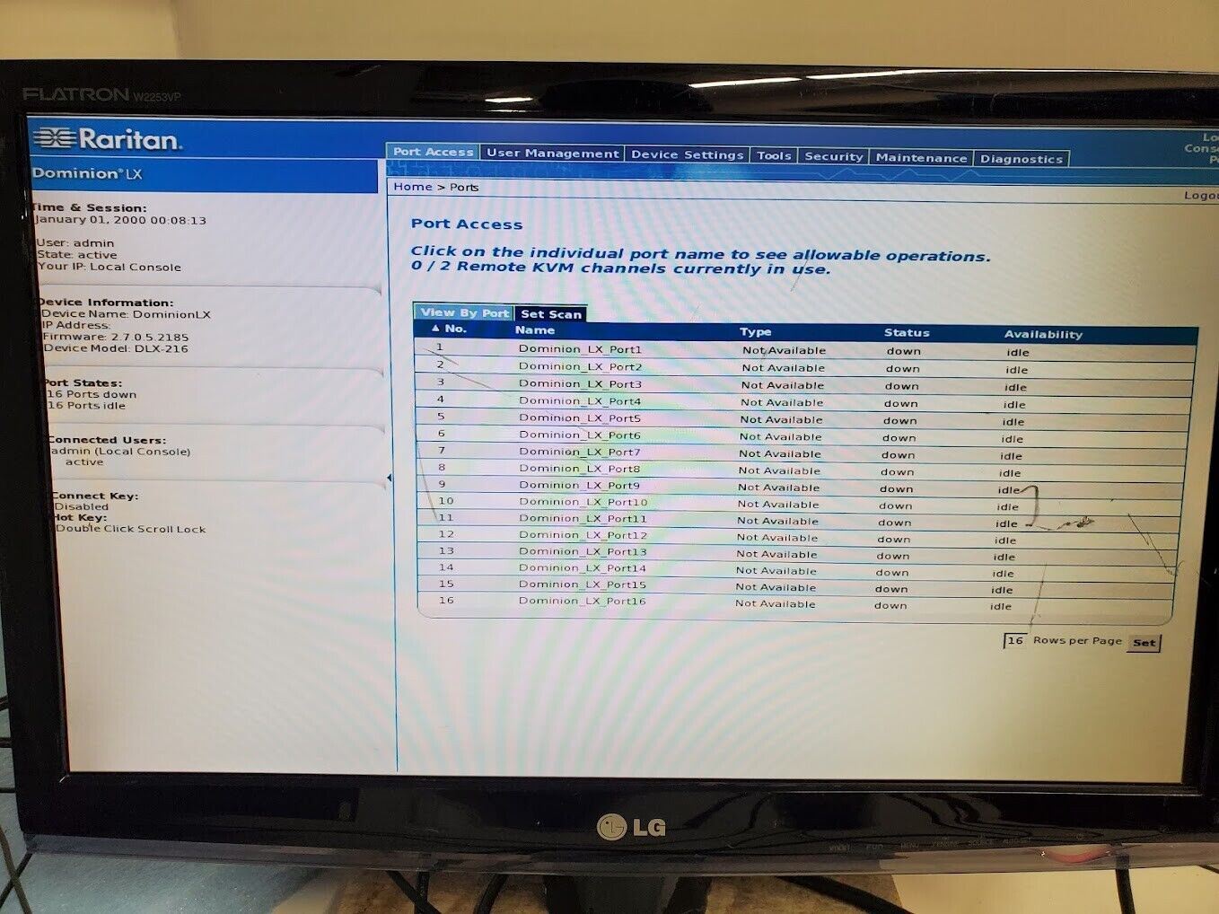 RARITAN DLX 216 Dominion LX-216 16-port KVM-over-IP Switch Tested Working