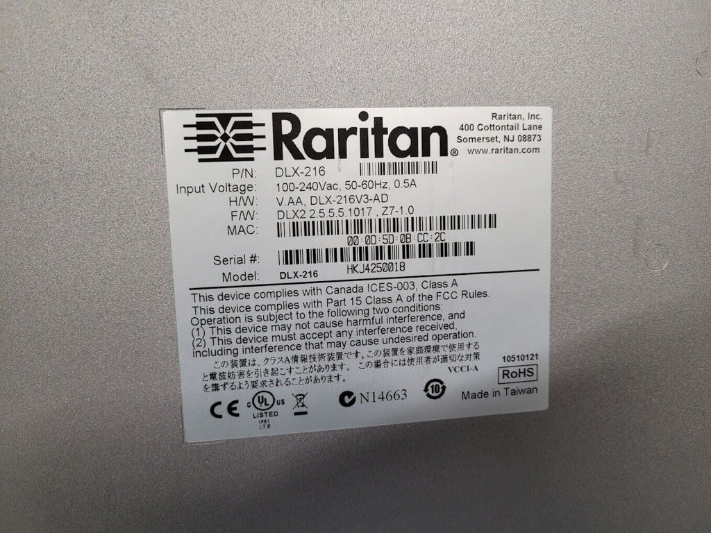 RARITAN DLX 216 Dominion LX-216 16-port KVM-over-IP Switch Tested Working