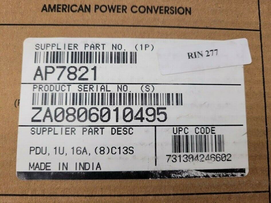 APC Schneider Electric Rack 16A PDU 1U Metered 8x C13S Outlets 208/230V AP7821
