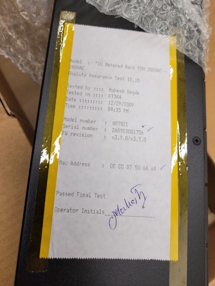 APC Schneider Electric Rack 16A PDU 1U Metered 8x C13S Outlets 208/230V AP7821 B