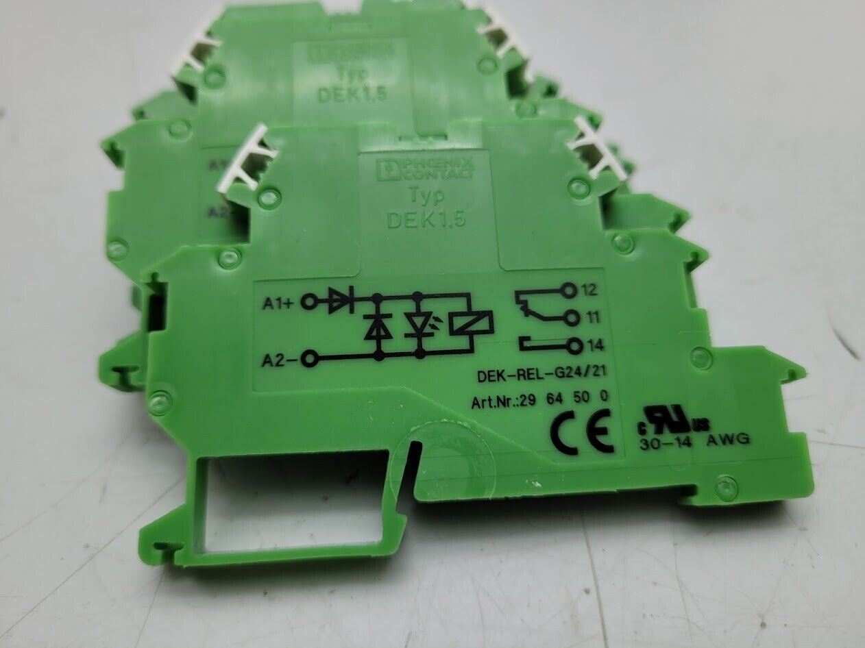 Lot of 5 Phoenix Contact DEK-REL-G24/21 2961105 Relay Module 30-14 AWG, Tested
