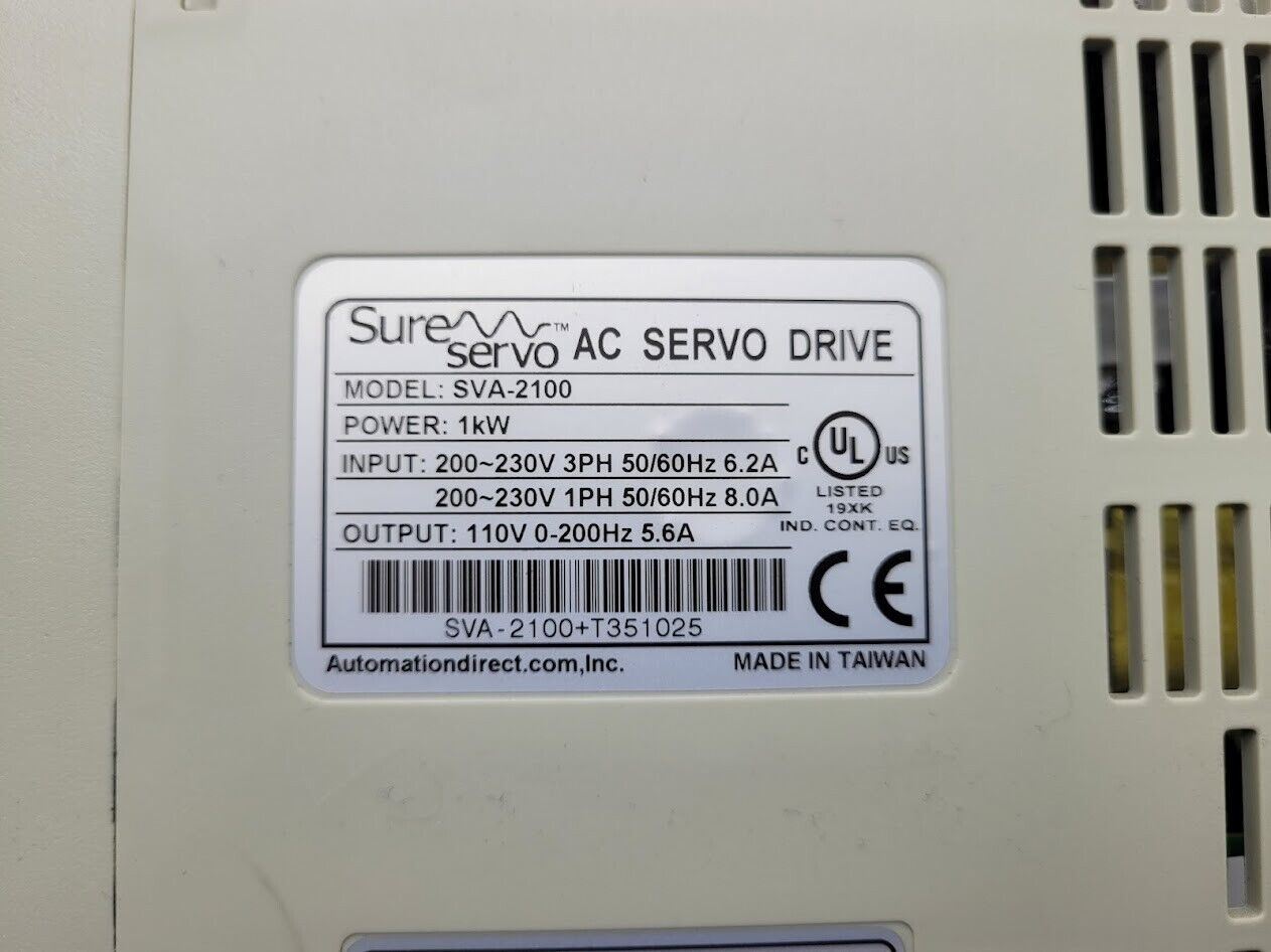 SureServo SVA-2100 Automation Direct AC Servo Drive 1 kW 230VAC 1 & 3-phase